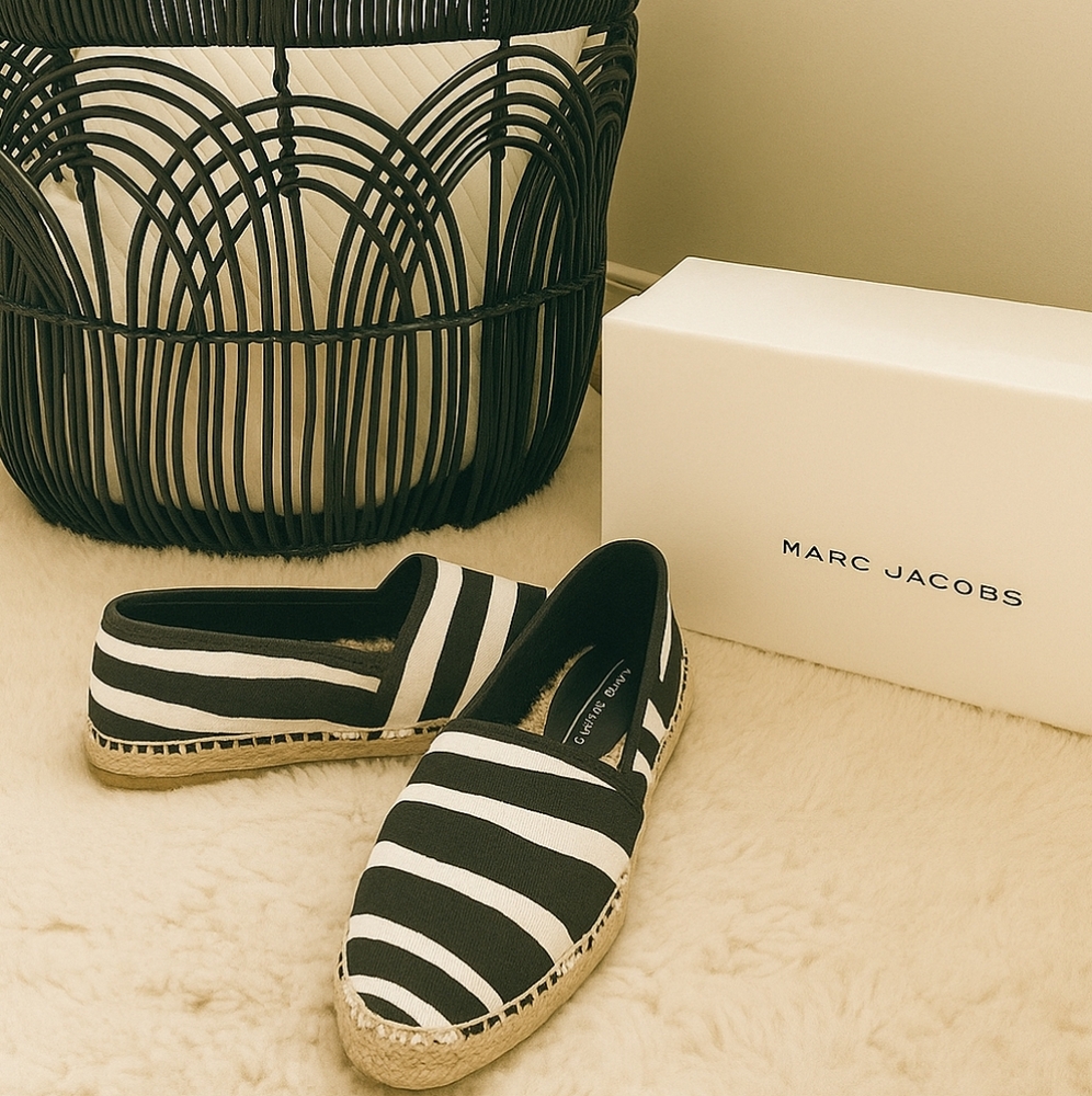 Marc Jacobs Striped Black and White Espadrilles